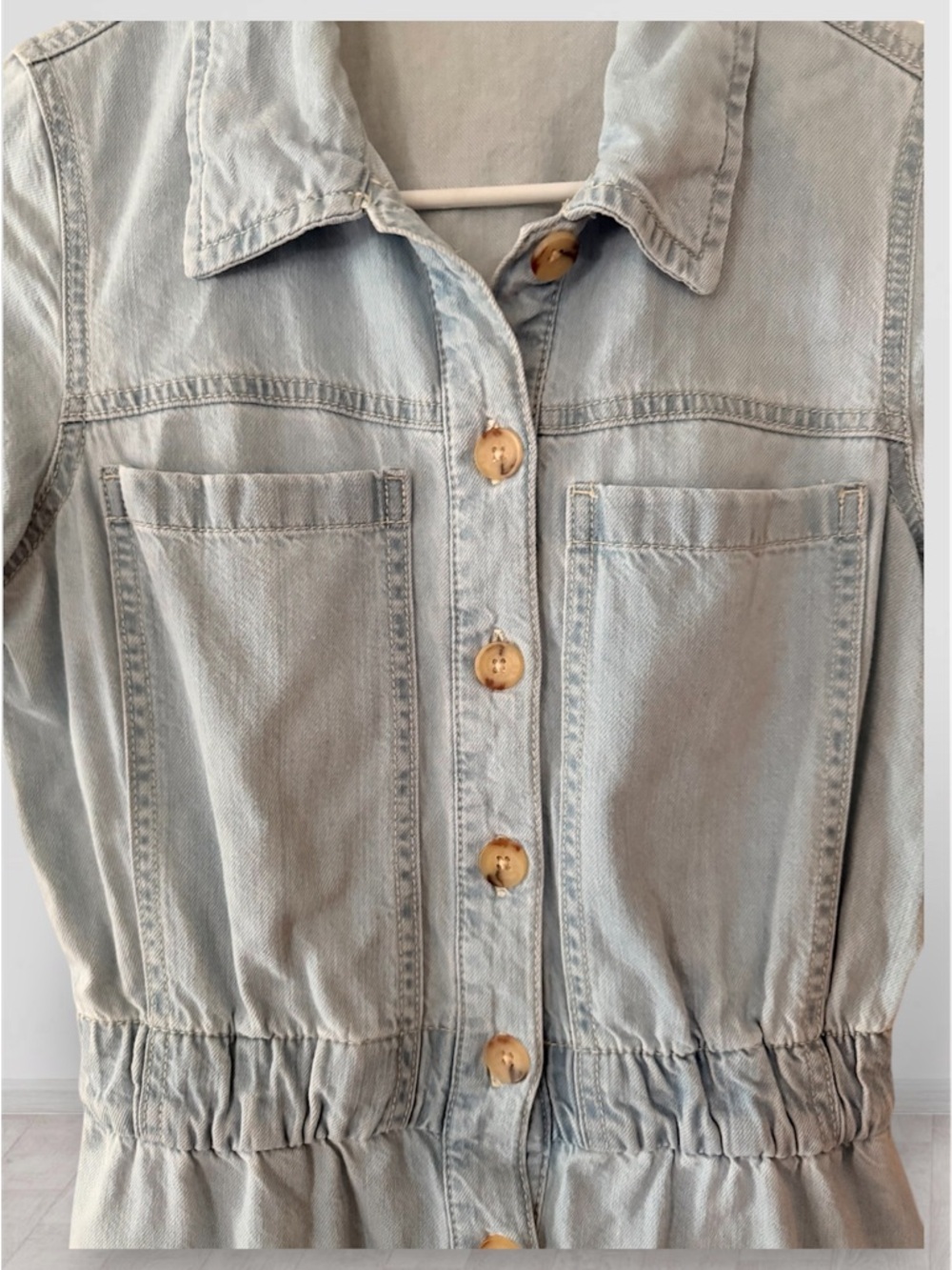ZARA Light Wash Denim Romper - Size XS - Picture 6 of 8